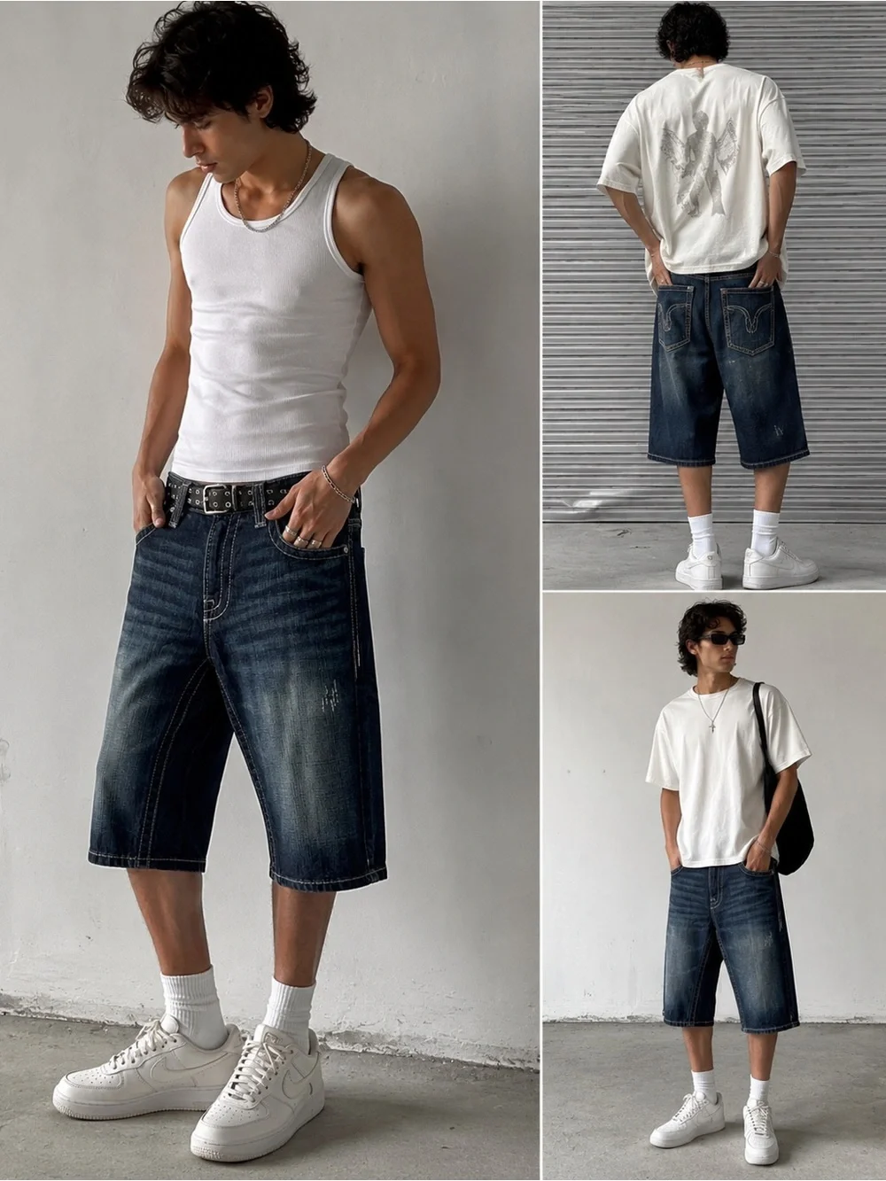 GUESS Jeans size 31 Distressed Denim Bermuda Shorts Y2K Long Jorts